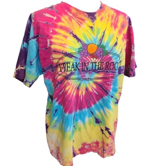 ANVIL Tie Dye Vintage T-Shirt "Freak In The Room" Sz L - Picture 8 of 9